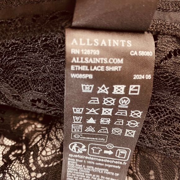 ALLSAINTS Ethel Cotton Blouse in Black Size 6 - Picture 5 of 11